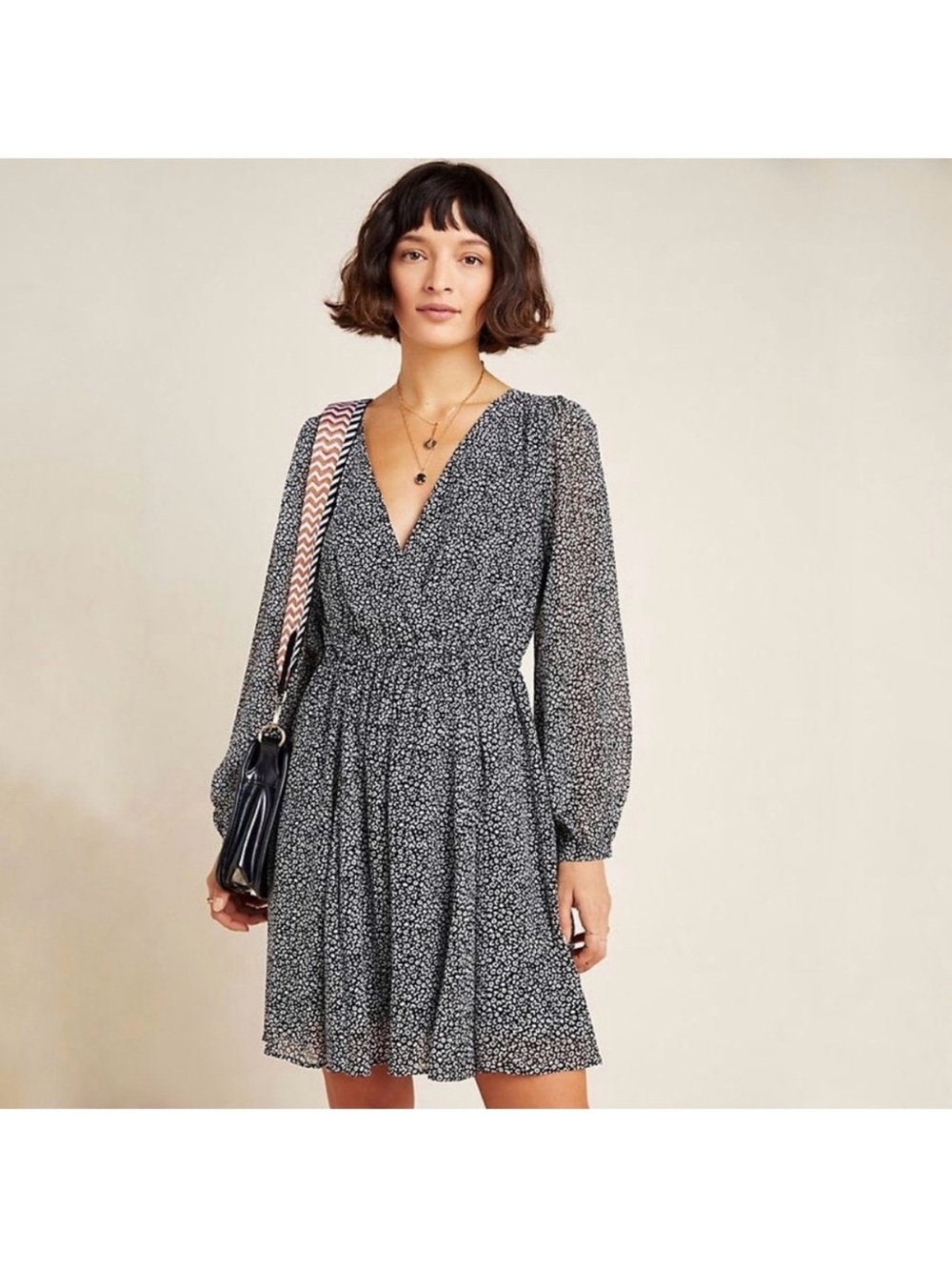 Maeve Anthropologie Carolyn Faux Wrap Cheetah Print Dress Size Medium